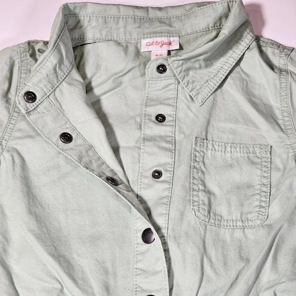 Cat & Jack Girl's Short Sleeve Jumpsuit Utility Boilersuit Sage Size M, L, & XL - Picture 8 of 16